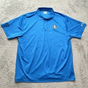 Under Armour Heat Gear Golf Shirt Mens 2XL British Open Stretch Polo Royal Blue‎
